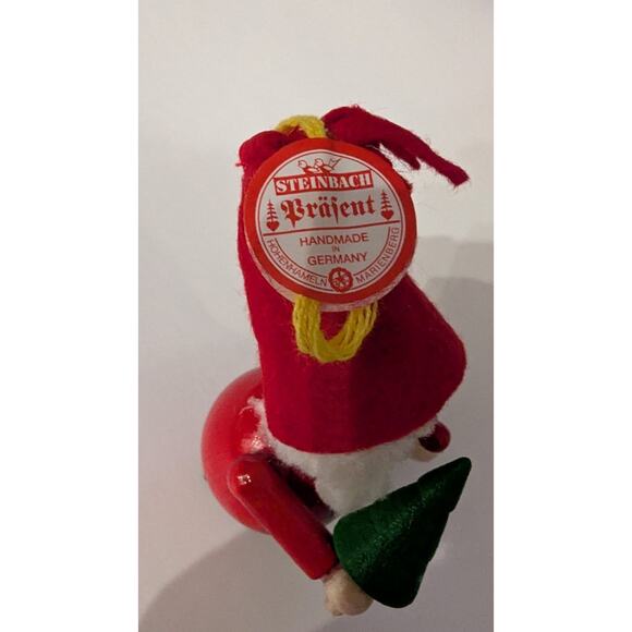 Vintage Steinbach Santa w/Tree and Gift Handmade Ornament Germany W Box - Picture 3 of 6